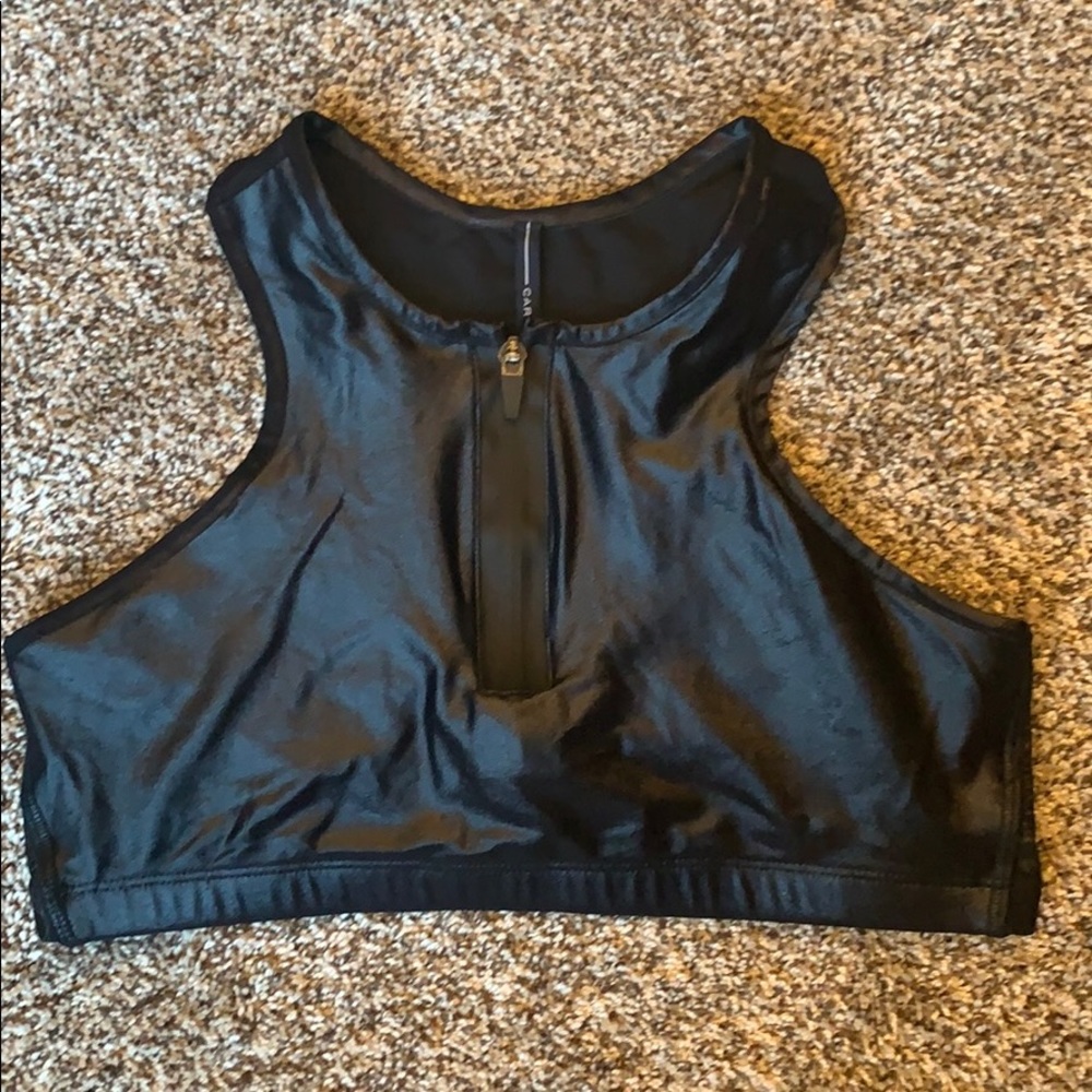 Carbon38 sports bra black shine gloss Sz M